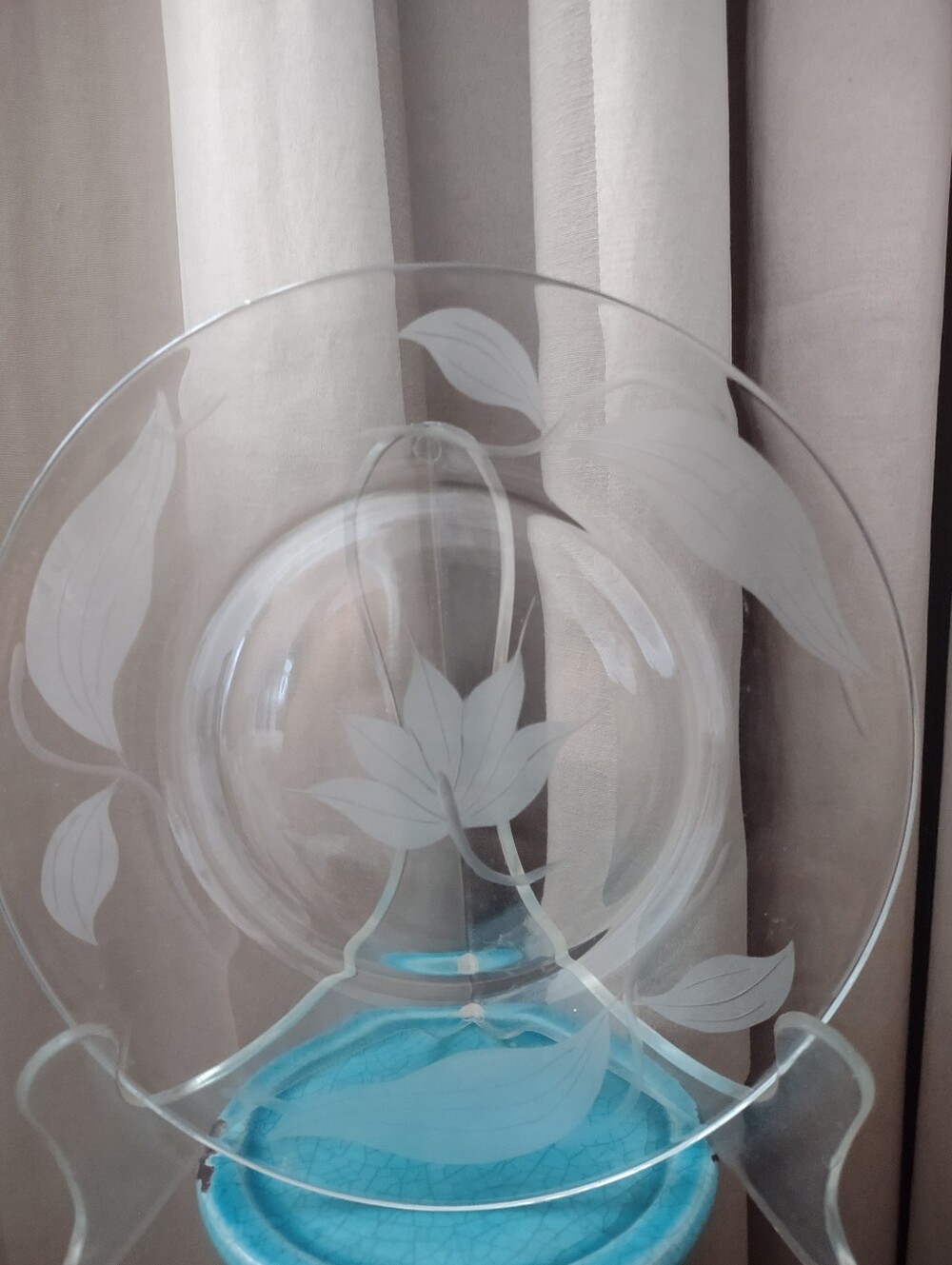 Glass Frosted Flower Plates Vintage MCM